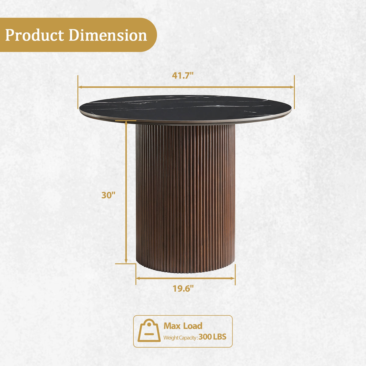 Round Sintered Stone Dining Table with Fluted Oak Base