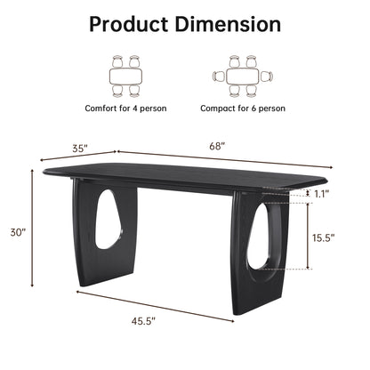 Modern Rectangular Dining Table with Hollowed Legs