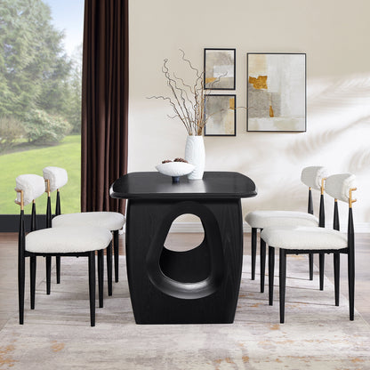 Modern Rectangular Dining Table with Hollowed Legs