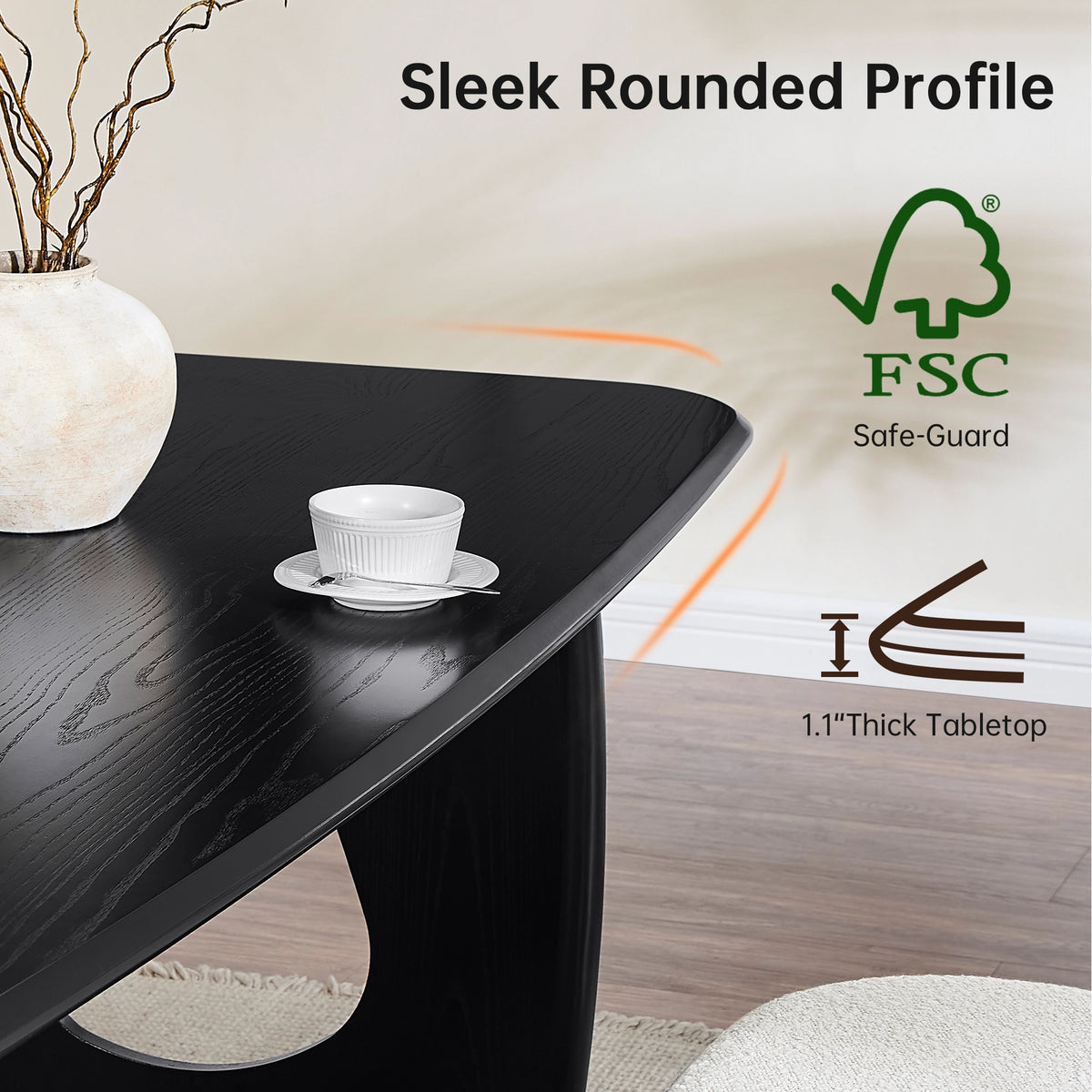 Modern Rectangular Dining Table with Hollowed Legs