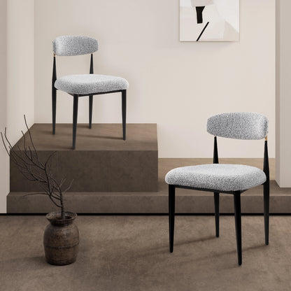 7-Piece Faux Marble Dining Table & Boucle Chair Set