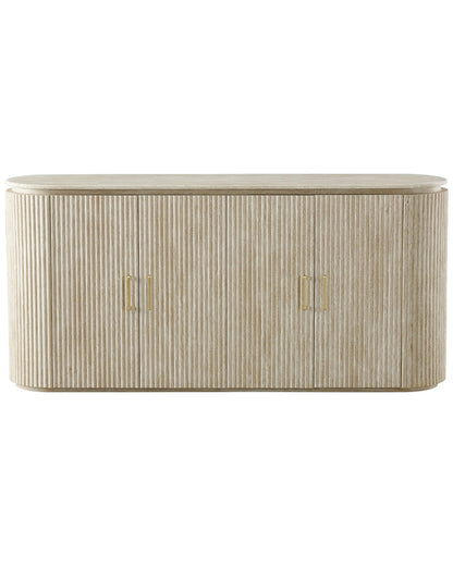 Luxury Beige Travertine Console Cabinet with Petal Edge & Storage