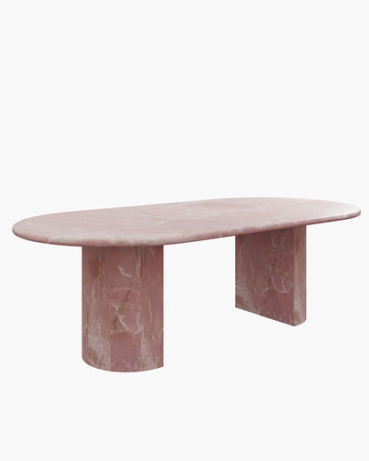 Round Pink Onyx Natural Marble Side Table