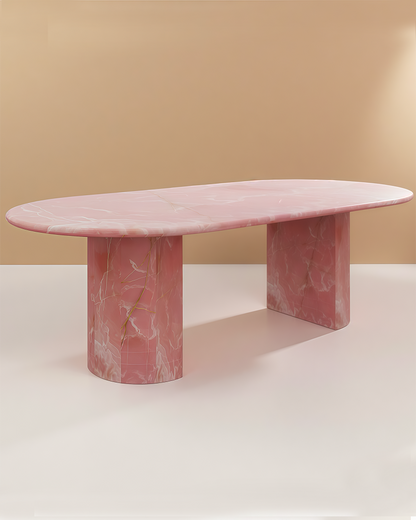 Round Pink Onyx Natural Marble Side Table