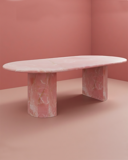 Round Pink Onyx Natural Marble Side Table