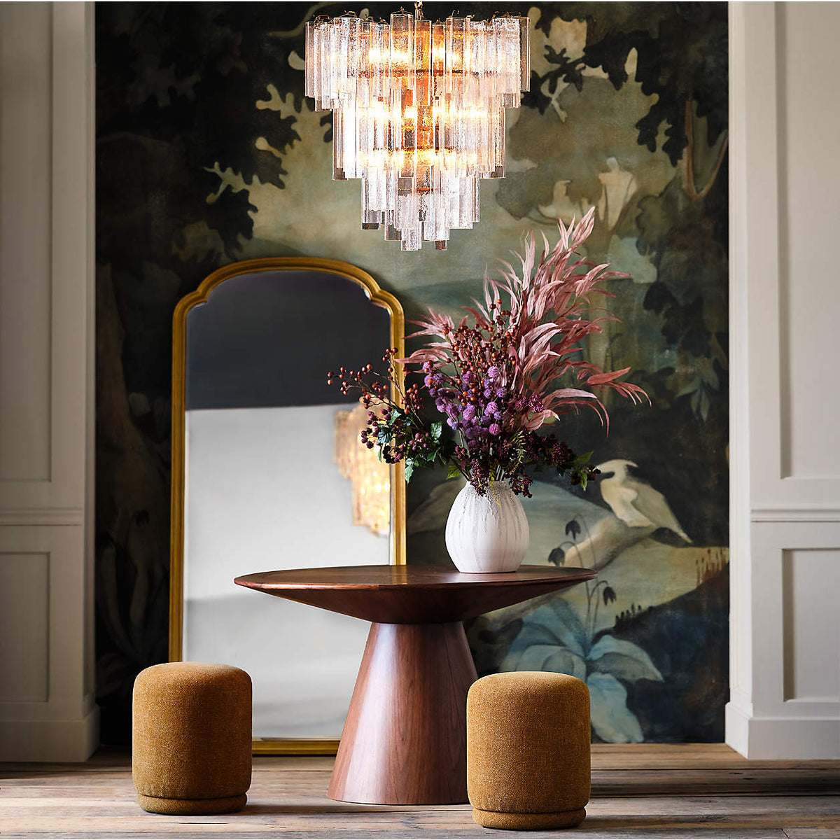 Palisades 48" Walnut Wood Round Pedestal Dining Table