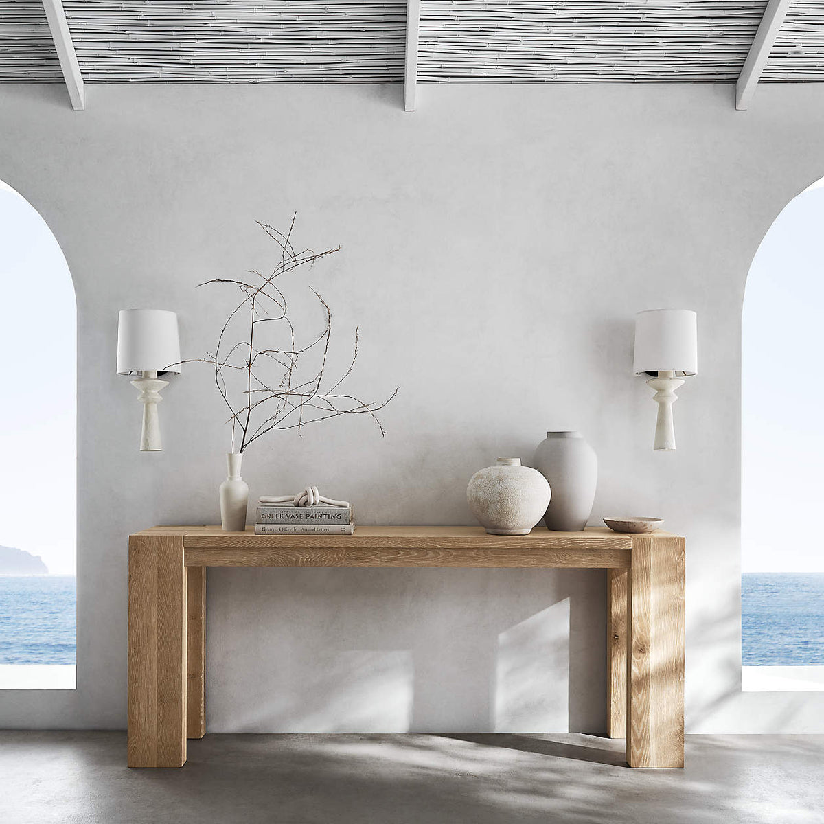 Terra 72" Rectangular Natural Oak Wood Console Table